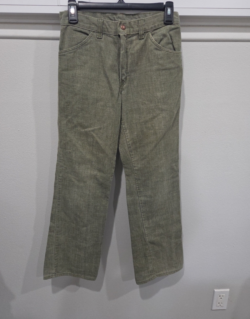Men's Olive Soft Denim Straight-Leg Pants